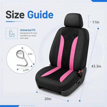 4 PCS Cooling Car Seat Covers, Breathable Auto Driver Seats Protective Cover with Hooks, Comfortable Anti-Slip Front Seats Cover Interior Accessories for Car Truck SUV (Pink) - Image 2