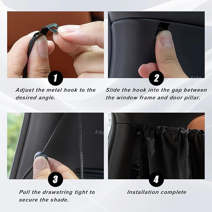 Car Privacy Curtain, Blackout Sun Shade Cover Front & Rear Seat Divider, Sunshade Screen Cover Blocks Light for Sleeping Baby, Fits Sedan SUV Van Truck, Car Accessories, 1 Pack (Black) - Image 6