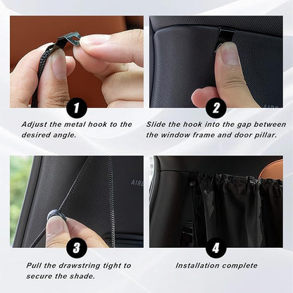 Car Privacy Curtain, Blackout Sun Shade Cover Front & Rear Seat Divider, Sunshade Screen Cover Blocks Light for Sleeping Baby, Fits Sedan SUV Van Truck, Car Accessories, 1 Pack (Black) - Image 6
