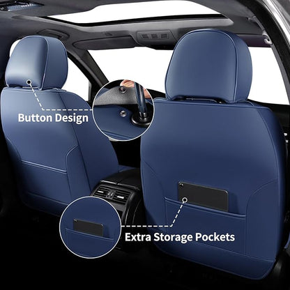 FLORICH Universal Seat Covers for Cars Full Set, Automotive Seat Covers, Waterproof Leather Car Seat Protector Fit for Most Sedans SUV Pick-up Truck- Blue&Black - Image 4