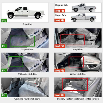 LASFIT Floor Mats for Ford F250 F350 F450 1999-2007 Crew Cab Carpet Floor | Super Duty Car Floor Liner Super Duty All Weather Full Cover Protector TPE , 1st & 2nd Row, 3pcs Black - Image 2