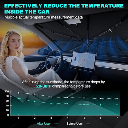 [2026 Upgrade] FLORICH Windshield Sunshade Umbrella Foldable Car Windshield Sun Shade Cover, [Nano-Ice-Crystal Coatings] Protect Interior from from UV Keep Car Cooler Large(61" L x 33" W) - Image 7