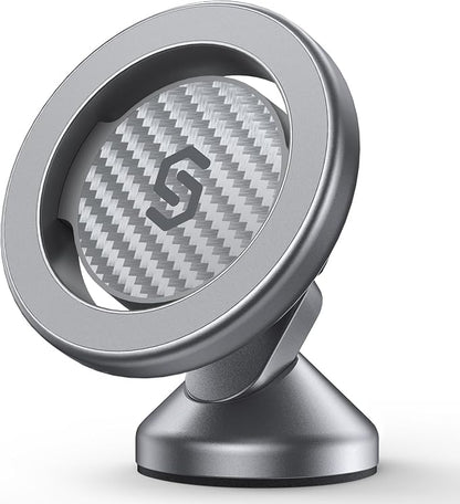 SYNCWIRE MagSafe Car Mount, Adjustable Magnetic Phone Holder, Carbon Fiber | 360° Rotating Strong Magnet Phone Mount with 3M VHB Adhesive, Compatible with iPhone 17/16/15/14/13/12 & MagSafe Cases by SYNCWIRE