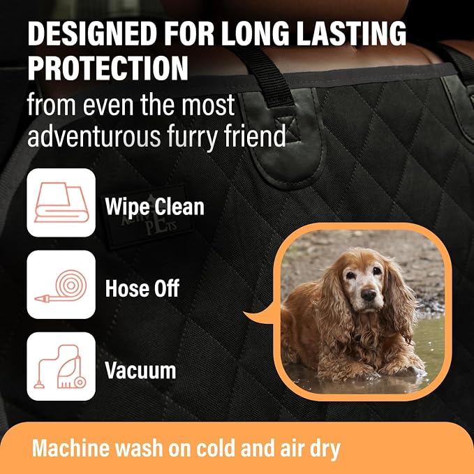 Beige XL Dog Car Hammock Back Seat Cover, Waterproof Backseat Cover Protector for Truck Bench Rear of Sedans or SUVs, Essential Pet Supplies Vacuum or Wipe Clean, Machine Washable - Image 6