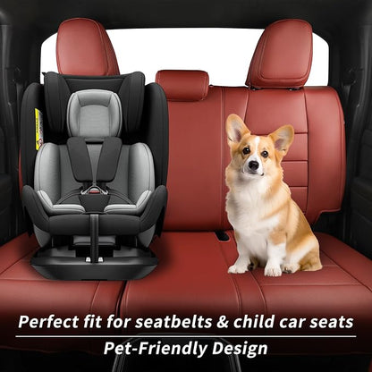 2nd Gen Tacoma Seat Covers Custom Fit for 2012-2015 Toyota Tacoma Double Cab/Crew Cab Base (Regular Seats),Fully Covered Faux Leather Seat Protector-Full Set (Wine Red) - Image 3