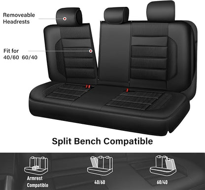 CAR PASS Memory Foam Car Seat Covers, Bench Seat Covers with 3D Thick Memory Foam, Luxury Breathable Airy Cool Rear Seat Covers, Automotive Comfort for Most Cars, Van,Trucks, SUVs(Rear,Black) - Image 3