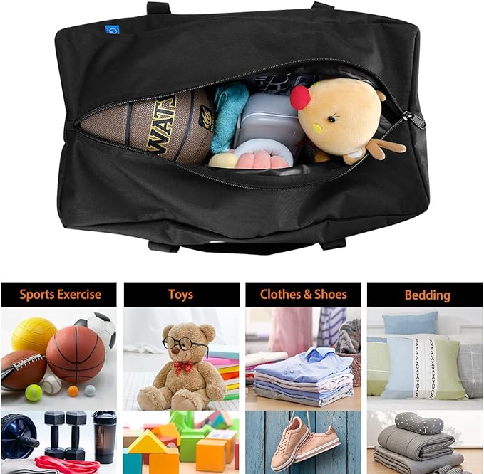 COOLBEBE 24x12x12 Inch Travel Duffle Bag, 53L Mid-Size Weekender, Black | Water Resistant for Overnight Trips, Camping, and Sports Gear Hauling - Image 5