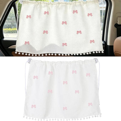 Car Side Window Sun Shade, Cute Blackout Car Window Shade Privacy Curtain for Baby, Automative UV Protection Window Shades with Suction Cup for Back Seat (Pink Bow Tie) by Unknown