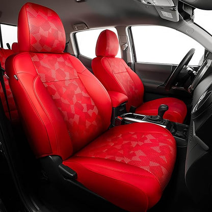 Car Seat Covers for Toyota Tacoma 2016-2023 3rd Gen, Red Camo | Custom Fit Waterproof Leather Car Seat Covers Full Set, Full Coverage Protection, Airbag Compatible, Factory Style Upgrade by Unknown
