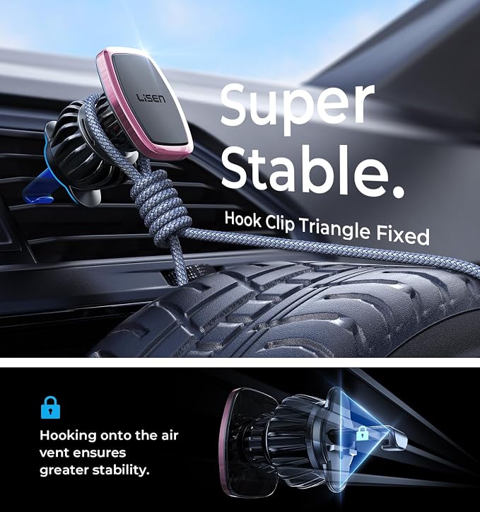 LISEN Magnetic Phone Holder for Car, [Easily Install] Car Phone Holder Mount [6 Strong Magnets] Cell Phone Holder for Car [Case Friendly] iPhone Car Holder Blue LV633 - Image 5