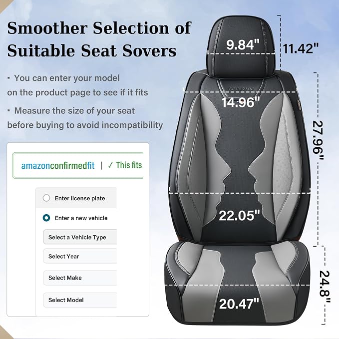 Coverado Car Seat Covers, Front Covers for Cars, Car Seat Cover Front Seats, Automotive Seat Cover, Waterproof, Leather Car Seat Cushion, Universal Interior Covers Seat Protectors for Most Cars - Image 5
