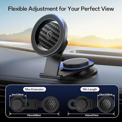 SYNCWIRE MagSafe Car Mount for Dashboard,Foldable Aluminum Arm,Black | Premium Magnetic Phone Holder for Tesla&Cars,Strong Magnet,Aluminum Alloy,Ultra Stable for iPhone 17 16 15-12 Pro Max&More - Image 6