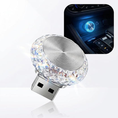 Car Interior USB LED Atmosphere Lamp, Car Crystal Mini Decoration Night Light, Plug-in USB Ambient Lights, Universal for Most Cars (Blue) by Unknown