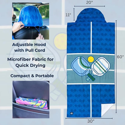 ChalkTalkSPORTS Pickleball Car Seat Towel Cover - Microfiber - 30 x 60 | Microfiber Seat Protector, Moisture-Wicking, 30 x 60 Inches, Pull Cord Hood, Compact and Portable, Pickleball Lover Gift - Image 3