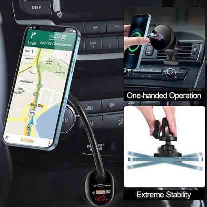 Mag-Safe 15W Car Cigarette Lighter Wireless Charger, Magnetic Auto-Alignment Air Vent Mount Holder with Dual Port PD&QC3.0 Fast Charging for iPhone 13/13 Pro/ 13 Pro Max/12 Series - Image 5