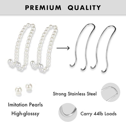 Purse Hook for Car, Pearl Bag Holder for Seat Headrest, 2-Pack | 44lb-Loads Stainless Steel Support, Scratch Free, Universal fit, Easy Install, Girly Car Decor Accessories, Gift for Women - Image 4