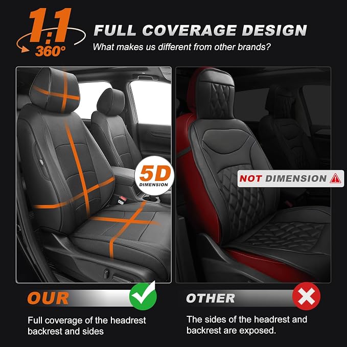 Custom Fit Seat Covers for Honda CRV: 2023 2024 2025 2026 | Front&Rear Full Set Faux Leather Waterproof Airbag Compatible Car CR-V Sat Cover (5 Seats,Black) - Image 3