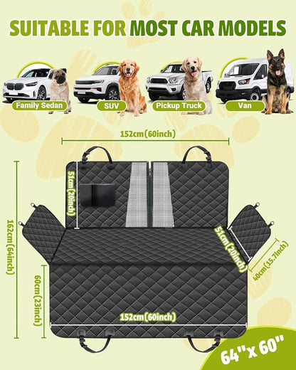 Victoper Dog Car Seat Cover, 600D Heavy Dute Car Seat Cover for Dogs Pets, 100% Waterproof Anti-Scratch Nonslip Dog Hammock for Cars, Seat Covers Protector with Seatbelt for Sedan SUV Truck XL Black - Image 2