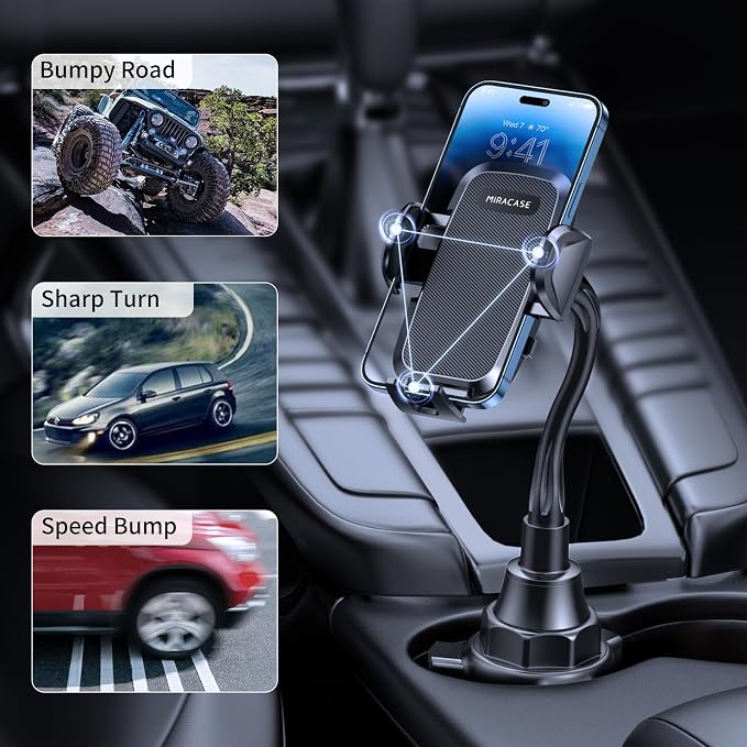 miracase Cup Holder Phone Mount for Car, Universal Phone Holders for Your Car, Gooseneck Adjustable Car Cup Cell Phone Mount for iPhone Samsung Google and All 4.0-7.2 inches Smartphones - Image 6