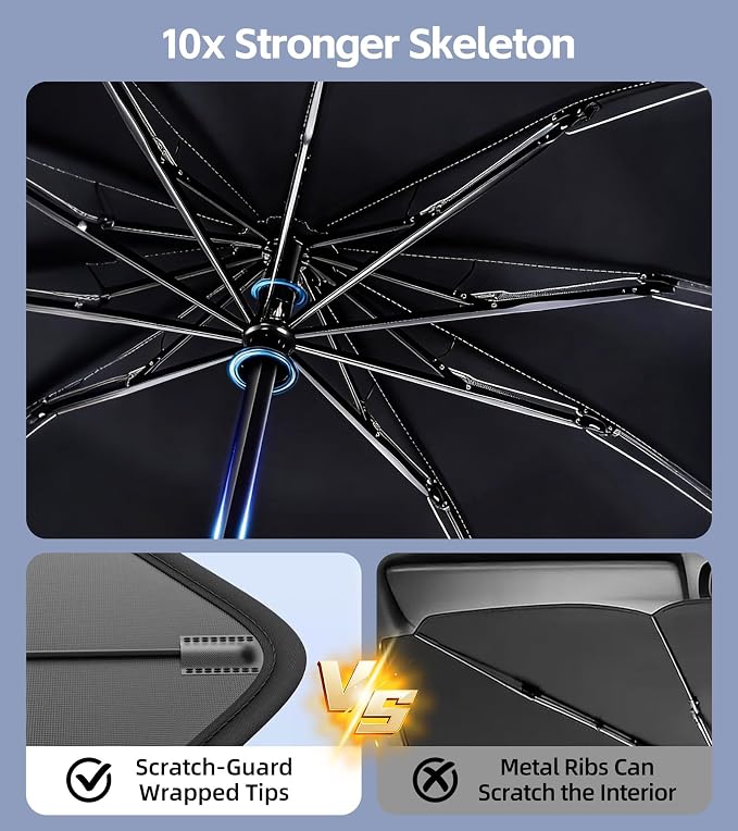 Windshield Sun Shade Umbrella for Ford Edge 2015-2026 Front Window Shield | Heat-Reflective Window Shade, Umbrella Sunshade Cover Blocks Heat, Protects Interior, Vehicle-Specific Precision Fit - Image 7