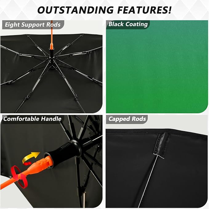 Blue Green Car Sun Shade Windshield Car Umbrella Foldable Uv Ray Reflector Front Window Sun Shade Visor Shield Cover - Image 3