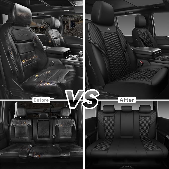 CAR PASS 3D Foam Mesh Leather Car Seat Covers Full Set,Breathable Mesh Faux Leather Seat Covers for Car,Universal Fit for SUV Truck Sedan Automotive, Armrest Airbag Compatible,Black - Image 8