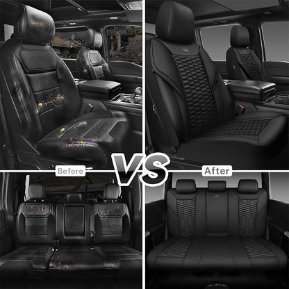 CAR PASS 3D Foam Mesh Leather Car Seat Covers Full Set,Breathable Mesh Faux Leather Seat Covers for Car,Universal Fit for SUV Truck Sedan Automotive, Armrest Airbag Compatible,Black - Image 8