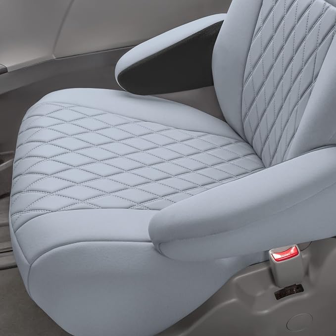 FH Group Custom Fit Car Seat Covers Specifically Made for 2011-2020 Toyota Sienna 7 Seater with Ultraflex Neoprene Water Resistant Automotive Seat Covers - 2nd Row Solid Gray - Image 6