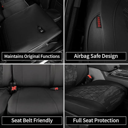 EKR F150 Seat Covers Custom Fit for (SuperCrew) 2015 2016 2017 2018 2019 2020 Ford F-150 Raptor,(4 Door,2nd Row W/Armrest) Full Set-Faux Leather(Black/Gray Camo A63) - Image 6