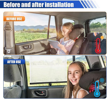 2PCS 18"×14" Car Side Window Sun Shade for Baby/Kids, White | Retractable Roller Car Window Shade with Suction Cups, Block Heat & UV Rays Glare Protection, Baby Travel Accessories for Car - Image 4