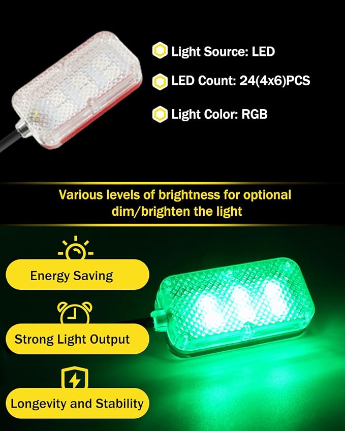 YONGMING Car LED Interior Lights, RGB USB Mood Lighting with Music Sync | APP-controlled RGB LED strip lights with music-activated modes for car footwell, console and interior ambient lighting. - Image 3