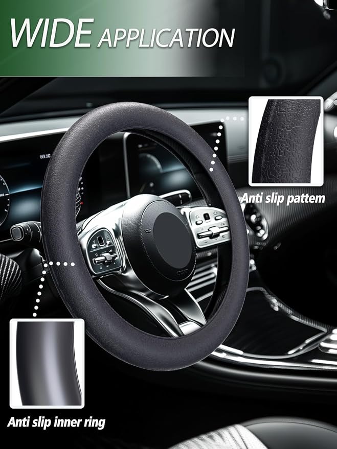 LRITER Car Steering Wheel Cover, Non-Slip Silicone Material, Grey2PCS | Multiple Color Choices, Universal Auto Parts Steering Wheel Cover, Suitable for Most Cars - Image 6