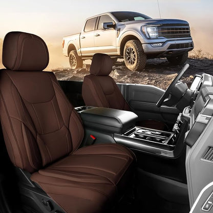 Coverland Premium Custom Fit Truck Car Seat Covers Front Seats Waterproof | Airbag Compatible Non-Slip Seat Cover for 2007-2013 Toyota Tundra [Dark Brown - Size Chart A20] by Coverland