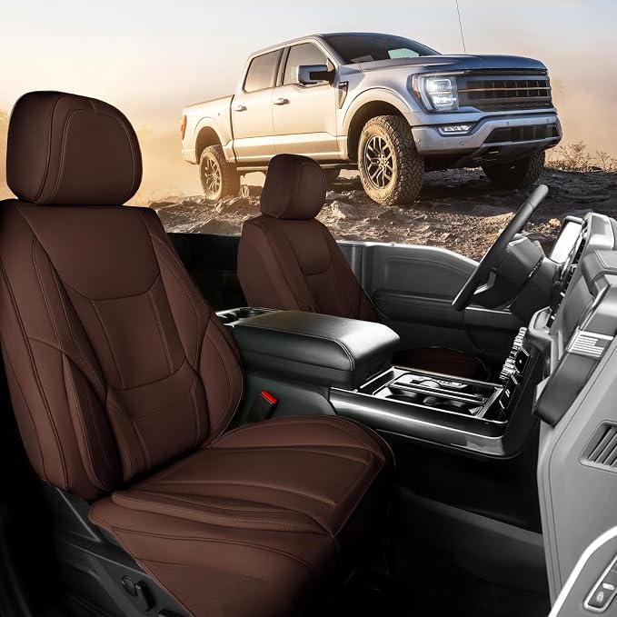 Coverland Premium Custom Fit Truck Car Seat Covers Front Seats Waterproof | Airbag Compatible Non-Slip Seat Cover for 2004-2008 Ford F150 Regular Cab, Super Cab [Dark Brown - Size Chart A31] by Coverland