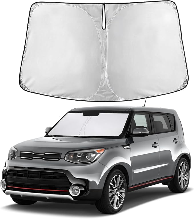 Autovir Windshield Sun Shade Fit for 2014-2017 2018 2019 Kia Soul | Sunshade, Front Car Window Shades Sun Visor, Blocks UV Rays & Heat, Car Accessories by Autovir