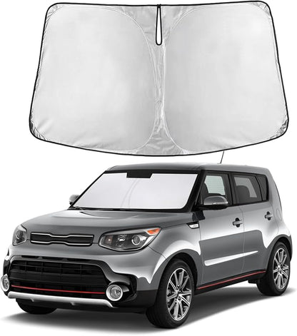 Autovir Windshield Sun Shade Fit for 2014-2017 2018 2019 Kia Soul | Sunshade, Front Car Window Shades Sun Visor, Blocks UV Rays & Heat, Car Accessories by Autovir