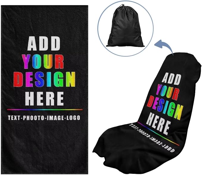 SEANATIVE Custom Car Seat Towel Covers with Storage Bag Seat Post Workout Sweat Washable Cover for Car Towel for Dog Pet Workout Outdoor Sport Activities - Image 5