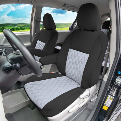 FH Group Custom Fit Car Seat Covers Specifically Made for Toyota Sienna 2011-2020, Car Seat Cover Full Set, 8 Seater Automotive Seat Covers in Solid Gray Neoprene, Waterproof and Washable Seat Covers - Image 3