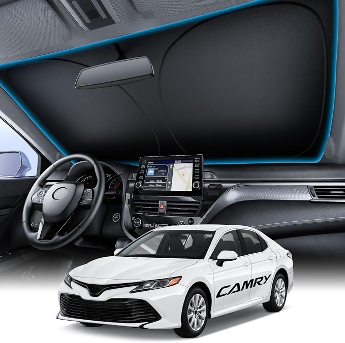 Wigoo for Toyota Camry 2018-2026 Windshield Sunshade, Keeps Interior Cool | OEM Design, Cooling Tech Fabric, Blocks Heat, Foldable, Storage Bag Included, Compatible with Toyota Camry 2018-2026 by wigoo