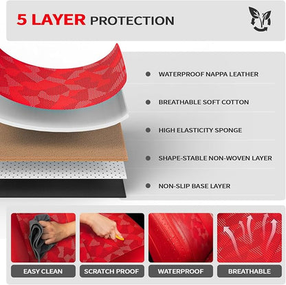 Car Seat Covers for Toyota Tacoma 2016-2023 3rd Gen, Red Camo | Custom Fit Waterproof Leather Car Seat Covers Full Set, Full Coverage Protection, Airbag Compatible, Factory Style Upgrade - Image 6