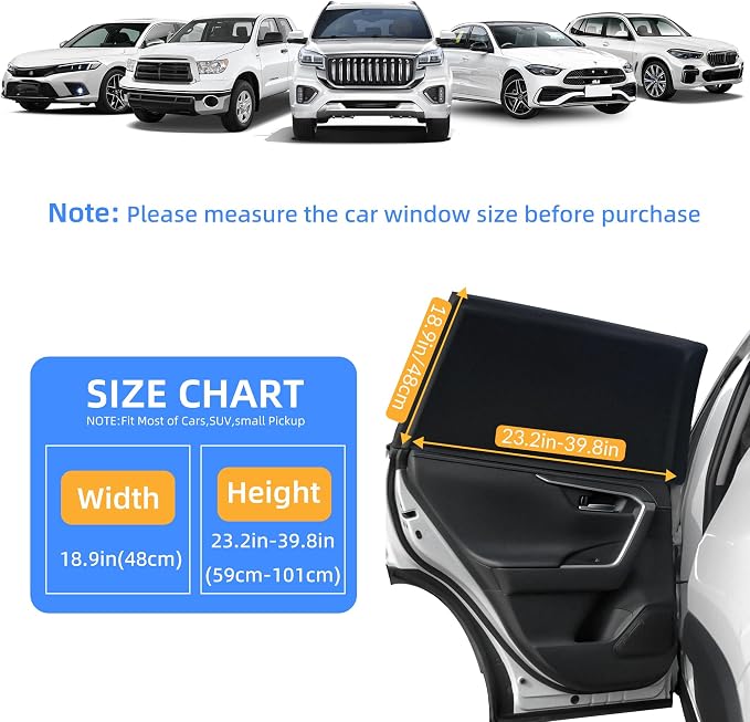 2026 New Upgrade Car Window Shades, 2 Pack Side Car Window Sun Shades for Camping, UV Protection Breathable Mesh Baby Window Covers, Window Screen for Car, Truck, SUV, Protect Privacy for Kids, Family - Image 3