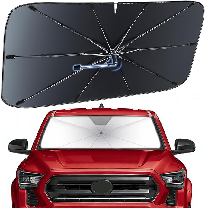 Windshield Sun Shade Umbrella for Toyota Tacoma 2016-2024 Front Window | Heat-Reflective Window Shade, Umbrella Sunshade Cover Blocks Heat, Protects Interior, Vehicle-Specific Precision Fit by Fshaanys