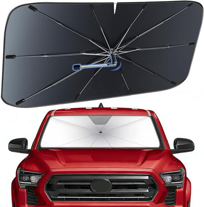 Windshield Sun Shade Umbrella for Toyota Tacoma 2016-2024 Front Window | Heat-Reflective Window Shade, Umbrella Sunshade Cover Blocks Heat, Protects Interior, Vehicle-Specific Precision Fit by Fshaanys