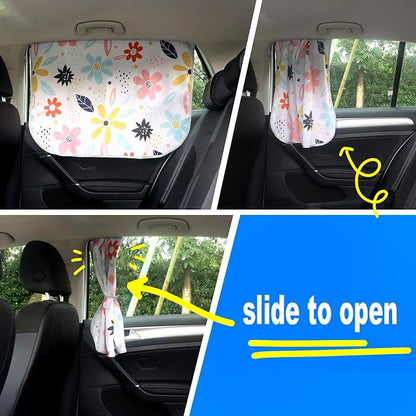 Car Window Shades for Side Windows Baby and Kids,Car Back Window Sun Shade Covers,Strong Magnetic Sunshades Curtains for Truck,27.5" x 19.5" (Flower) - Image 4