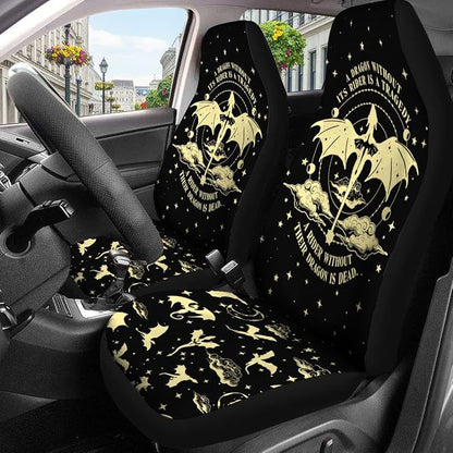 GENANY Storm Dragon Rider Car Seat Covers, 2-Piece Front Seat Set | 2-piece polyester front seat cover set, each 35 x 21 x 21 inches, with adjustable straps and hooks - Image 3