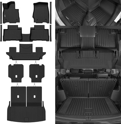 Floor Mats for 2020-2026 Lincoln Aviator 6 Seats(with Cupholder) | Trunk Mat and 2nd/3rd Backrest Mat & Door Sill Guard All Weather TPE Protector Odorless Interior Accessories Floor Liners - Image 8