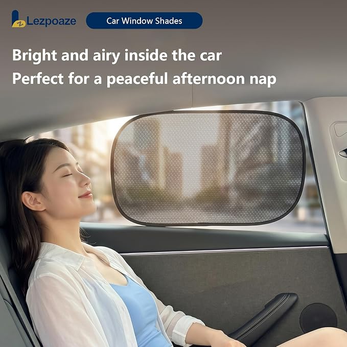 Car Window Shades (2 Pack) - Upgraded Mesh Sun Shade, Strong Static Cling - Heat Blocking, Anti-Glare & UV Protection - Foldable Memory Frame, Won't Block View - Universal Fit 99% Cars - Image 4