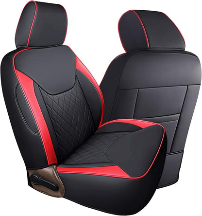 Coverado Seat Covers for Jeep Wrangler JK JL, Leather Red Seat Covers for Truck Automotive Seat Covers Custom Fit for 2007-2026 Jeep Wrangler 2-Door/4-Door（Front） - Image 7