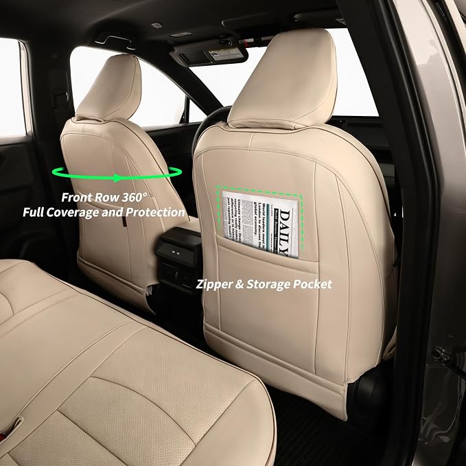 Custom Seat Covers for Toyota 2021-2026 Corolla Hatchback (Full Set,Beige) | 1:1 Custom Fit,Factory Look,Easy Installation,Airbag Compatible,Waterproof & Easy to Clean - Image 5