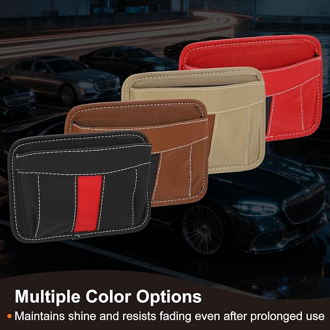 HARFINGTON 2pcs Car Seat Side Pocket Organizer PU Leather Auto Door Console Storage Bag Car Seat Gap Filler Multifunctional Car Pocket Pouch for Keys Coins Phone Sunglasses, Brown - Image 7